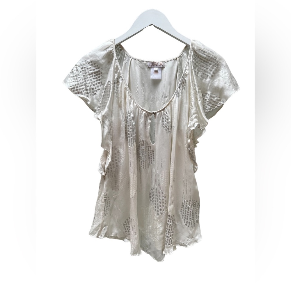 Cream LaRok 100% Silk Butterfly Top Size Small